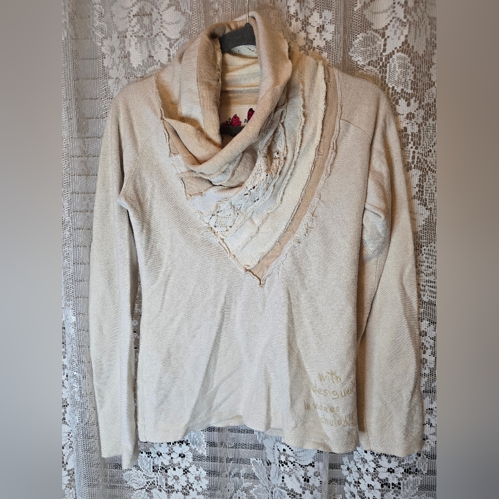 Desigual Antast Pullover Shawl Collar Longsleeve Womens Boho Medium